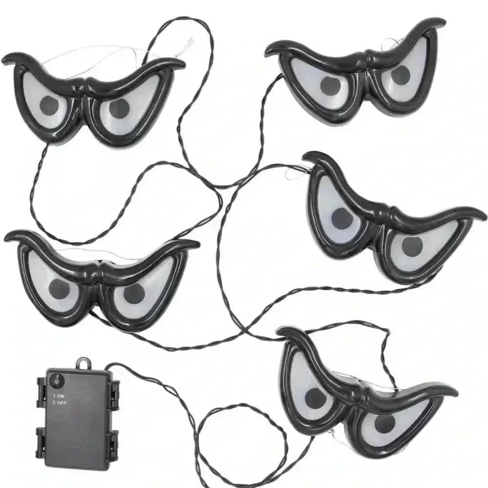 Twinkle Star Halloween Decorations Flashing Eyes String Lights, RGB Color (EUC)